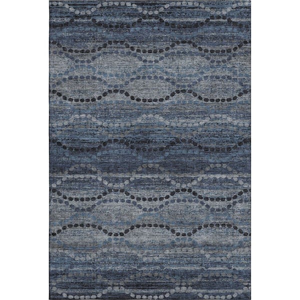 Mayfield Premium Machine Washable Abstract AMF2031 Navy 8 ft. x 10 ft. Area Rug