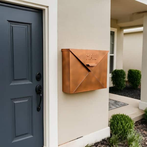 Spacious Brown Copper Metal Wall Mounted Mailbox