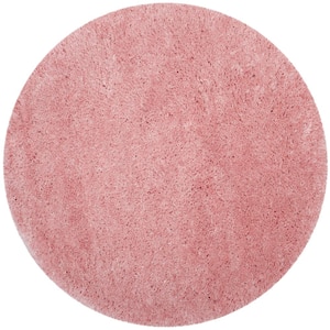 Polar Shag Light Pink 4 ft. x 4 ft. Round Solid Area Rug