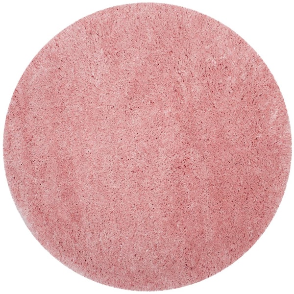 SAFAVIEH Polar Shag Light Pink 5 ft. x 5 ft. Round Solid Area Rug
