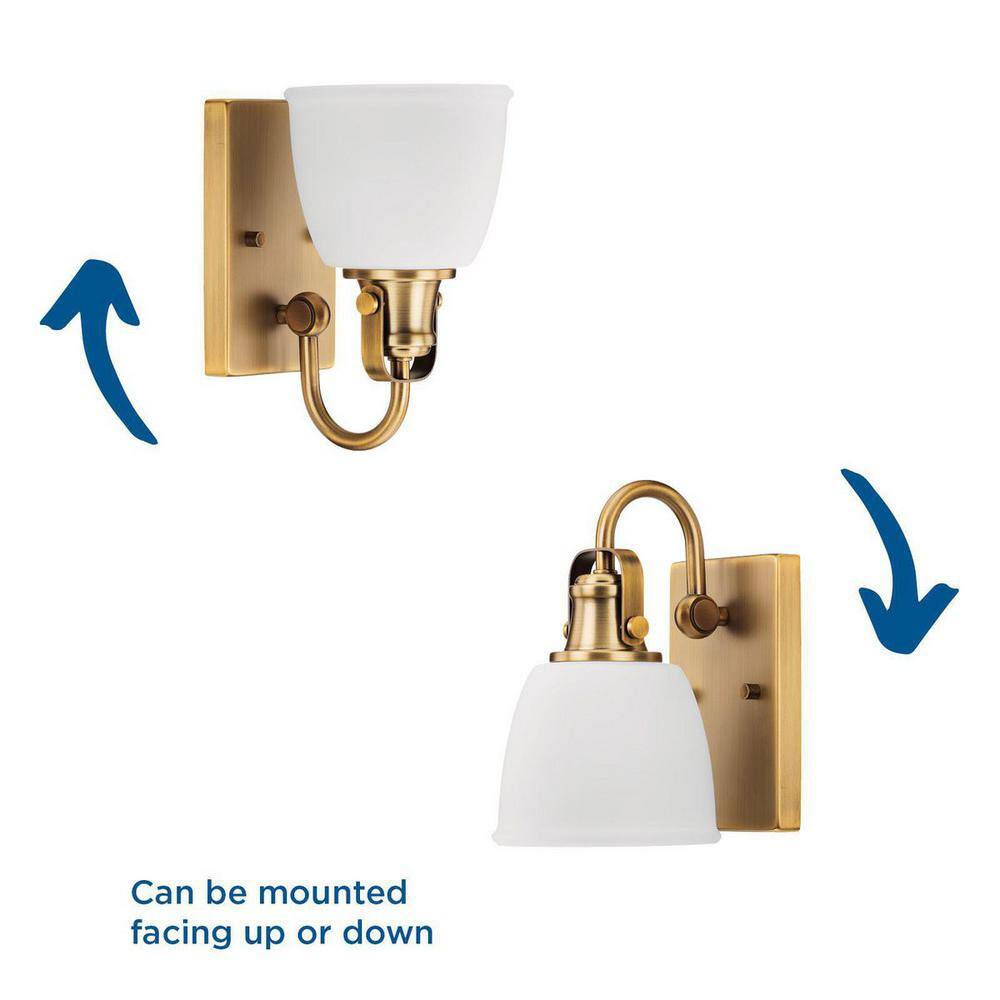 Preston Vintage Brass and Opal Glass Vanity Light
