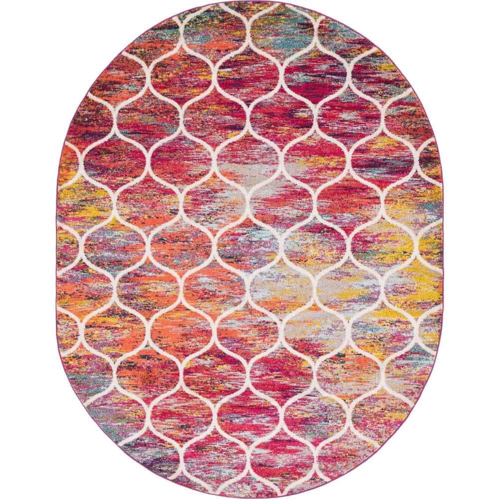 Trellis Frieze Rounded Multi 7 ft. 10 in. x 10 ft. Area Rug price history on PriceWatchPro