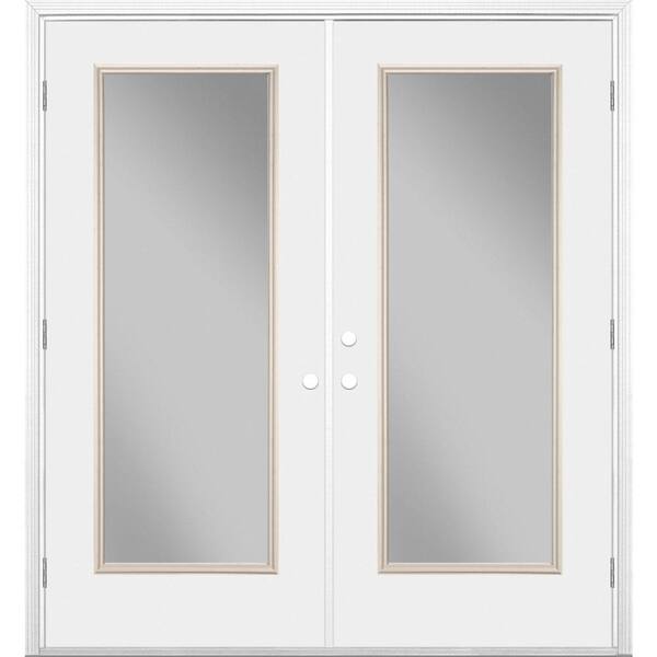 Masonite 72 in. x 80 in. Premium Primed Left Hand Outswing Full Lite Steel Impact Rated Patio Door with No Brickmold