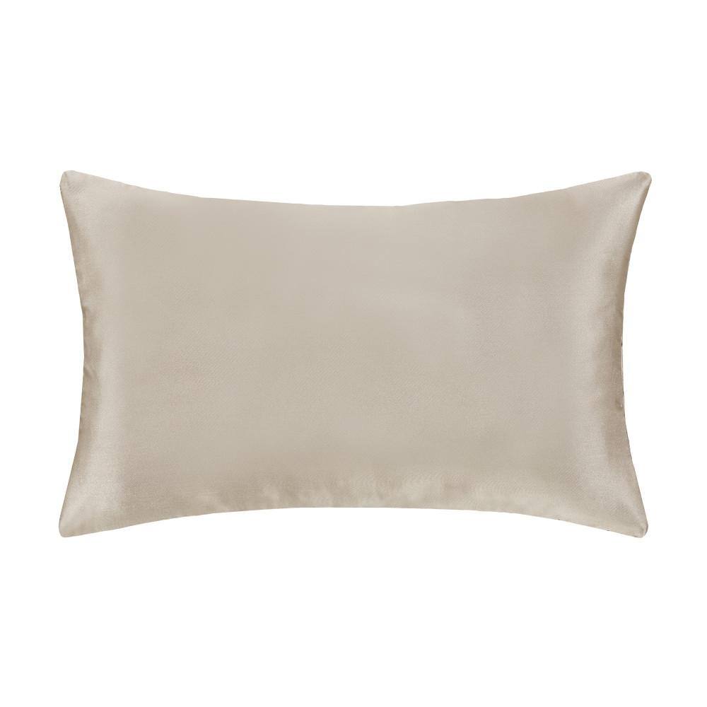 Dalton Taupe Satin Braided Boudoir Decorative Throw Pillow