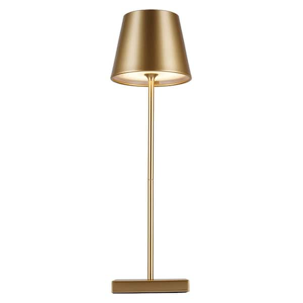 15 in. Gold Modern Rechargeable Indoor Outdoor Integrated LED Stick Table Lamp with Touch Switch