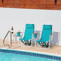 Winado Portable 2 Pack Mint Green Steel Folding Adjustable Headrest Beach Chair 929727832100