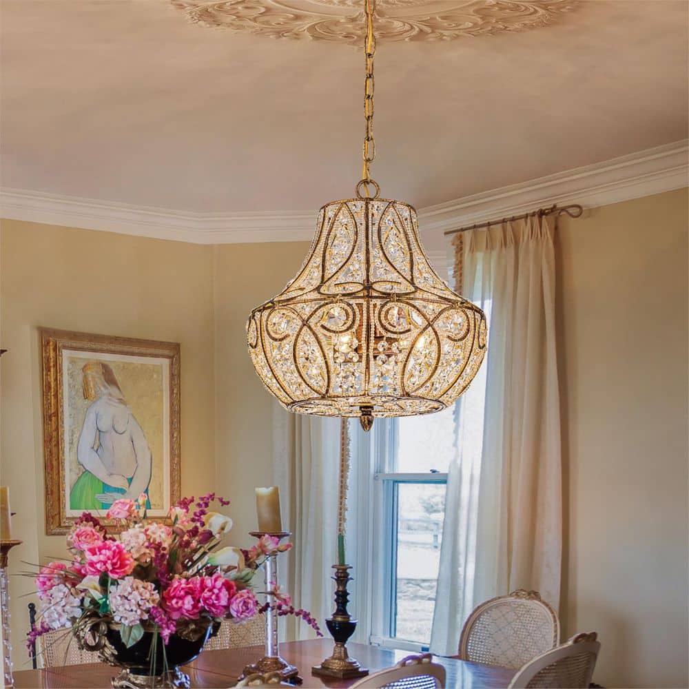 EDISLIVE Allenglade 4-Light Vintage Antique Bronze Crystal