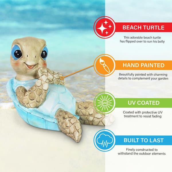 Exhart Belly Sunning Beach Turtle Garden Statue 18220-RS - The