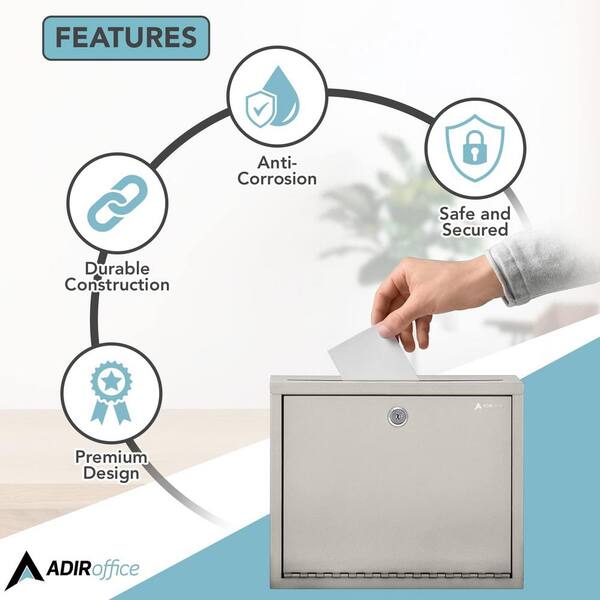 AdirOffice Large Size Steel Multi-Purpose Beige Drop Box Mailbox