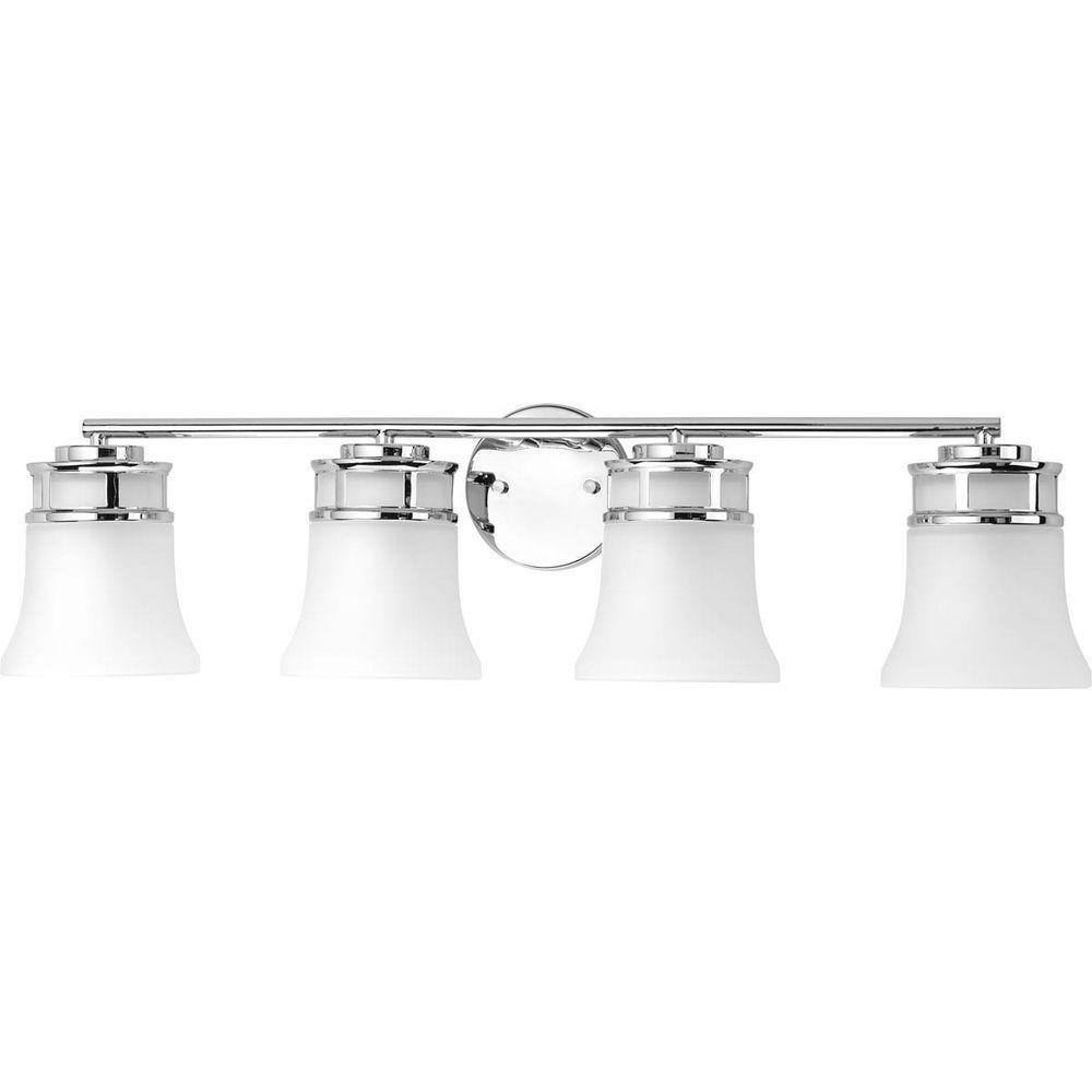 Cascadia 32'' Polished Chrome 4-Light Bath Vanity with Etched Glass Shades