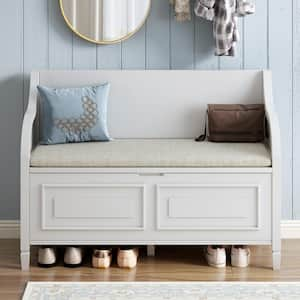 30 in. H x 42 in. W White MDF Shoe Storage Bench