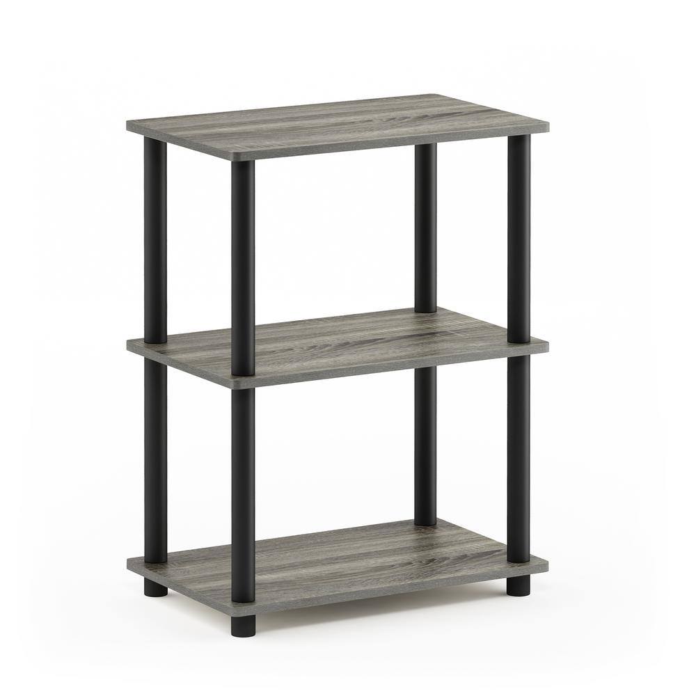 25.04 in. French Oak Gray Plastic 3-shelf Etagere Bookcase with Open Back