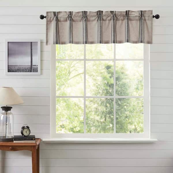 Grain Sack 60 in. L x 16 in. W Cotton Valance in Charcoal Black Khaki