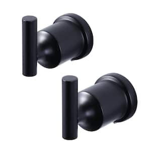 2 Pieces Round Wall Mounted Bathroom Robe Hook in Matte Black