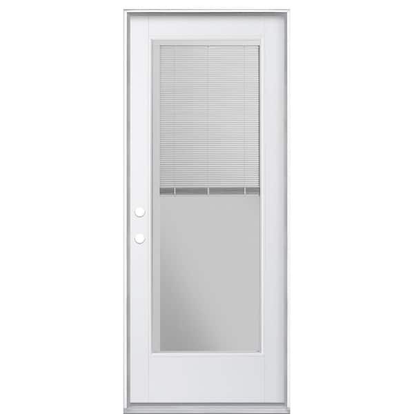 Masonite 36 in. x 80 in. VistaGrande Full Lite MiniBlind Right Hand Inswing Primed Smooth Fiberglass Prehung Front Door w/No BM