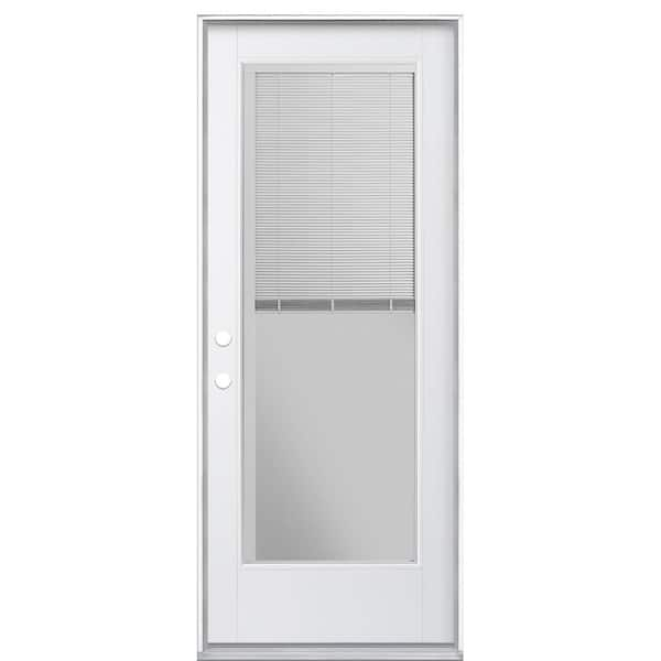 32 in. x 80 in. Vista Grande Right Hand Inswing Full Lite Mini Blind Primed Smooth Fiberglass Prehung Front Door