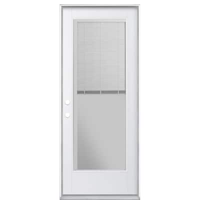32 in. x 80 in. VistaGrande Right Hand Inswing Full Lite Mini Blind Primed Smooth Fibergla — Home Depot clearance
