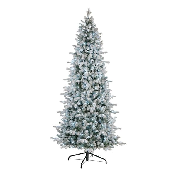 Unbranded 6 ft. Snowy Comet Slim Blue Artificial Christmas Tree with LED Lights