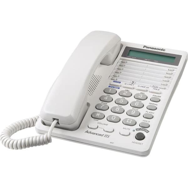 Panasonic 2-Line Corded Feature Phone with LCD - White
