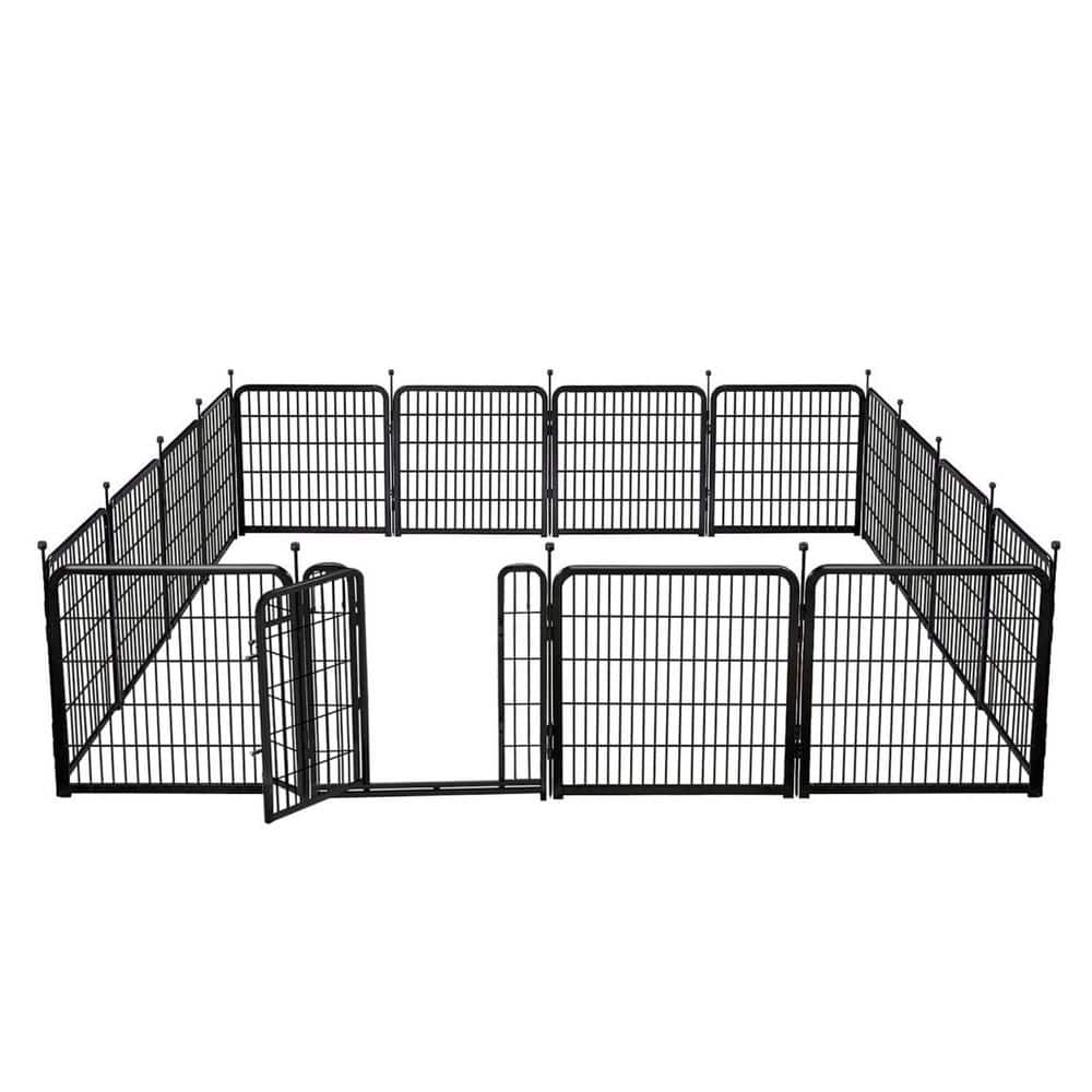 48 in. x 27 in. Heavy Duty Iron Metal Garden Fence with Gate, 12 Panels Tot