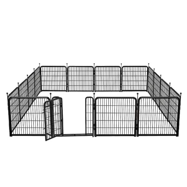 Unbranded 48 in. x 27 in. Heavy Duty Iron Metal Garden Fence with Gate, 12 Panels Total 26.6 ft.