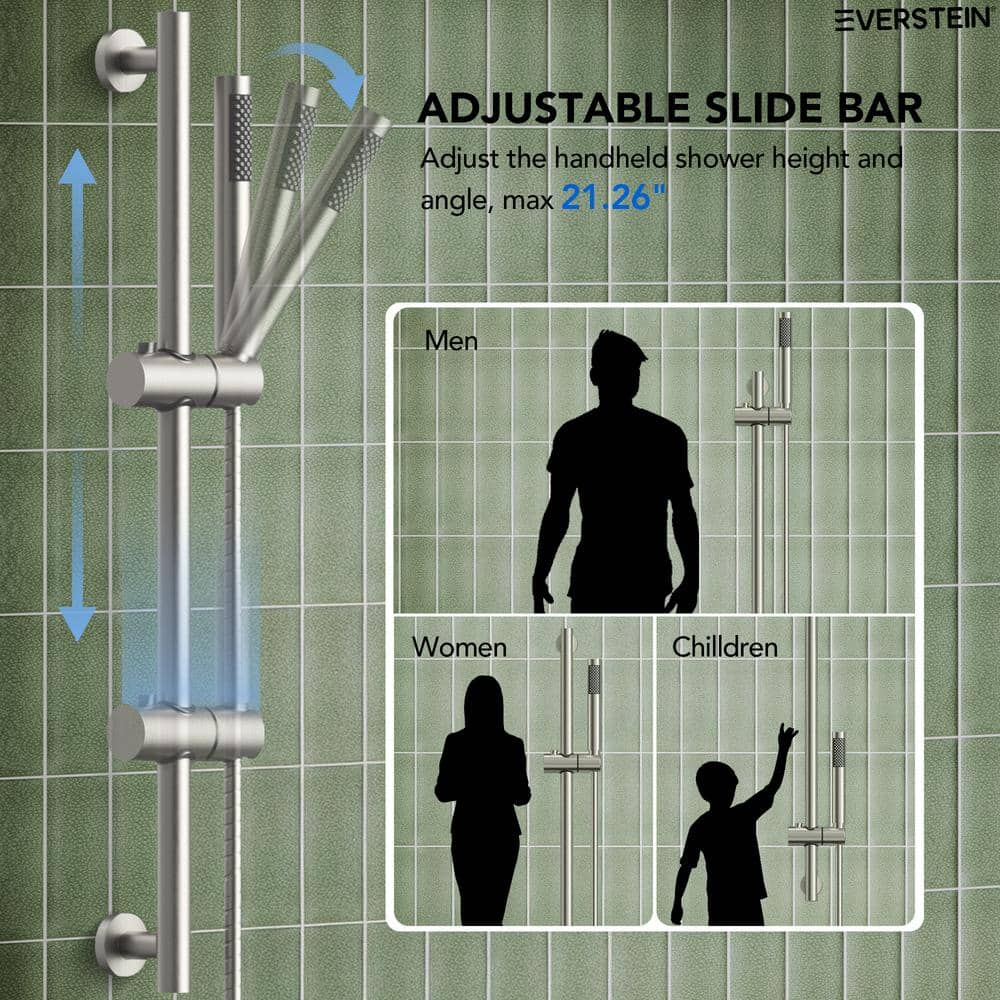 10" Brushed Nickel Adjustable Rainfall Shower System with Handheld