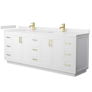 Miranda 84 in. W x 22 in. D x 33.75 in. H Double Bath Vanity in White with Carrara Cultured Marble Top