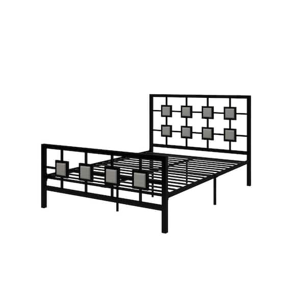Huluwat Black Metal Bed Frame Full Size, Flat Bottom Bed Frame Full Size
