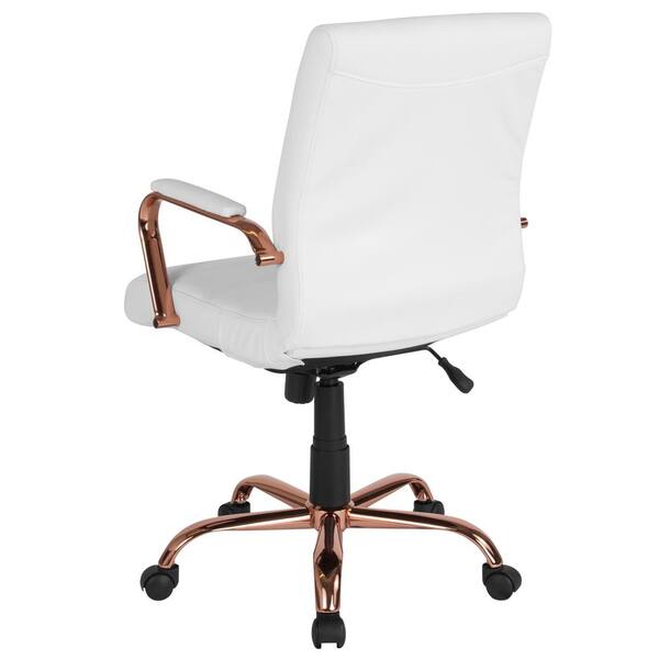 Flash Furniture White Leather Rose Gold, Office Depot White Desk Chairs