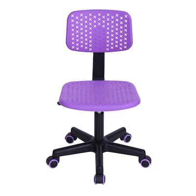 Purple PU Caster Gaming Chair without Arms 360° Swivel Chair