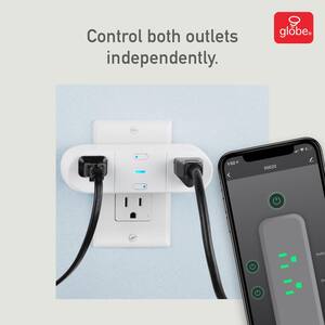 15 Amp Wi-Fi Smart Plug, No Hub Required, Voice Activated, 2 Grounded Outlets, White