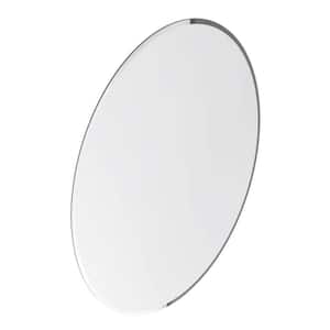 Vera 20 in. W x 28 in. H Small Oval Frameless Wall Mount Bathroom Vanity Mirror in Silver