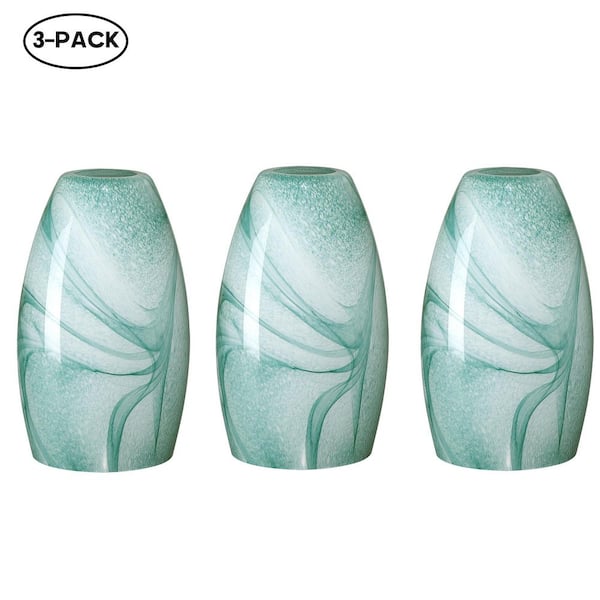 Hukoro 7.64 in. Green Stone Art Glass Globe Pendant Shade for Mini Pendant with 1.65 in. Lip Fitter (Not Included) (3-Pack)