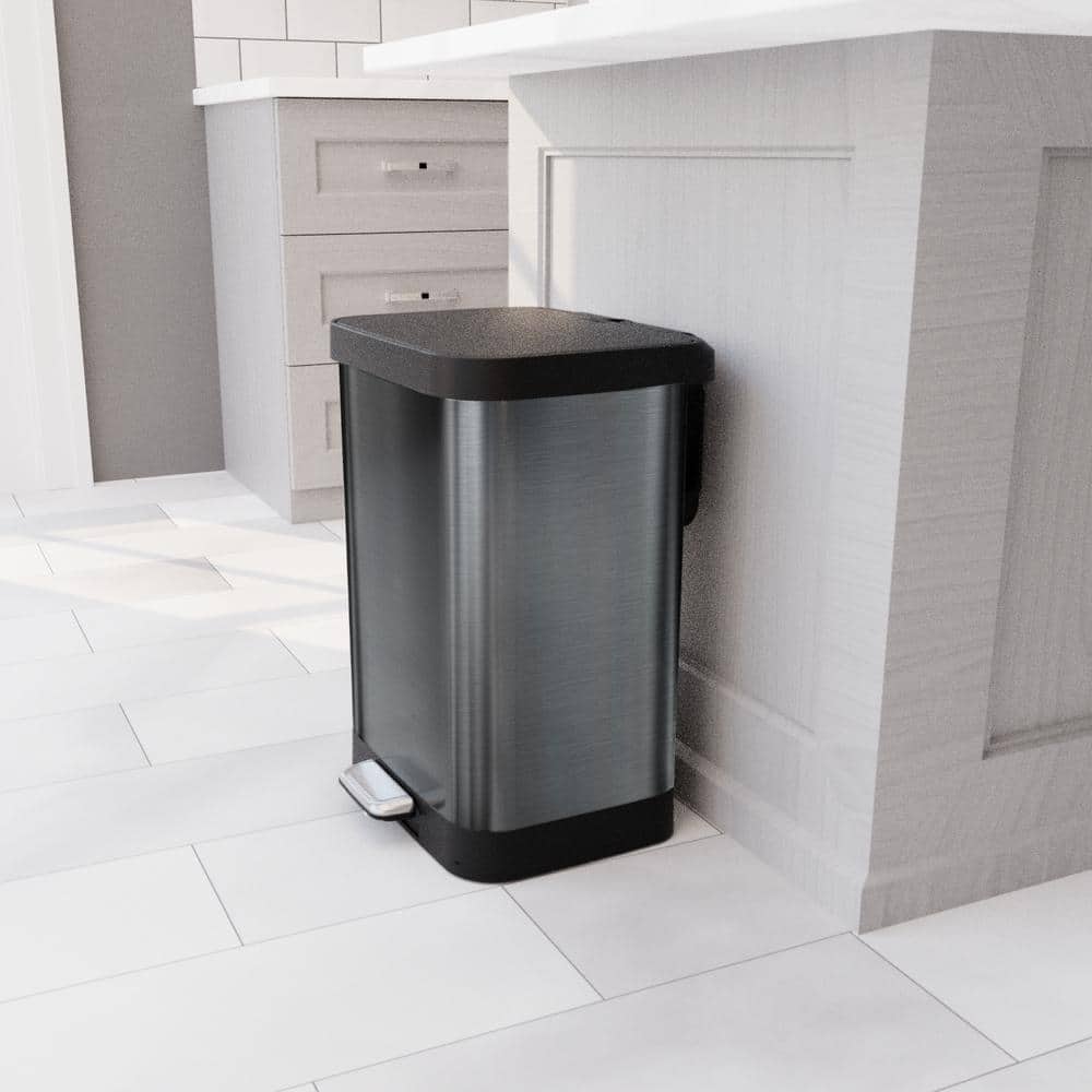 Gray Stainless Steel Step Trash Can with Pedal and Odor Protection
