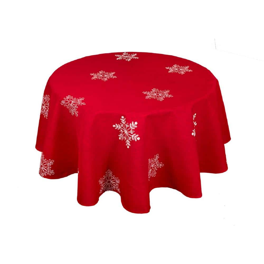 Xia Home Fashions 70 in. Snowy Noel Embroidered Snowflake Christmas ...