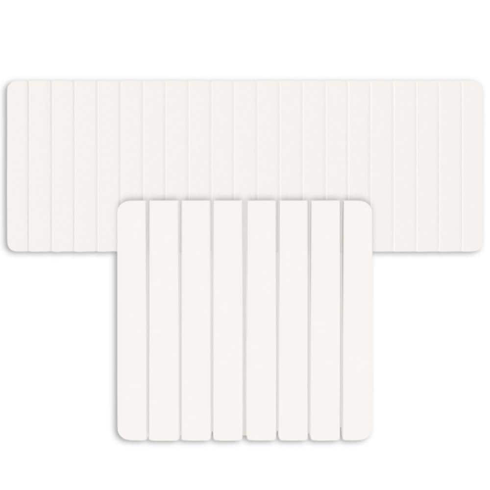 castellousa Diatomite Quick-Dry Stone Water-Absorbing Natural White Bath Mat Set Extra Large and Small CB-DBMS-XL-S-NA