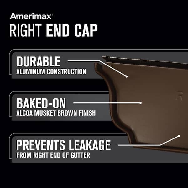 6 in. Alcoa Musket Brown Aluminum K-Style Right End Cap