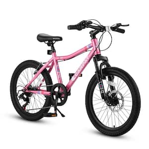 20 in. Kids Mountain Bike Gear Shimano 7-Speed Bike for Boys and Girls in Pink
