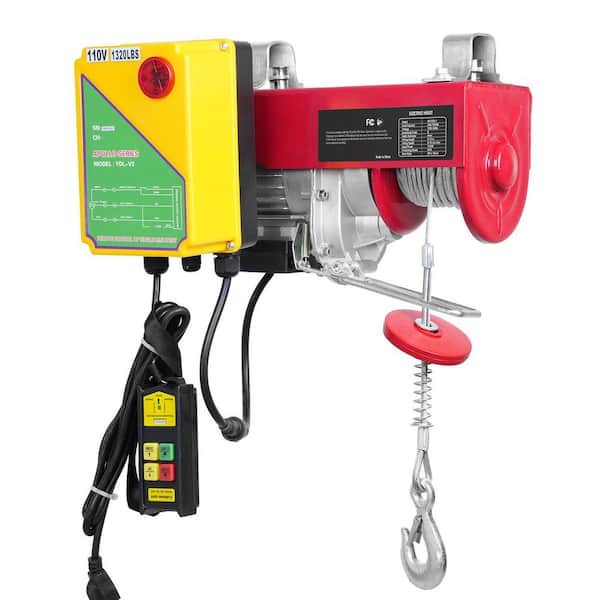 SKYSHALO Electric Chain Hoist 1600W 110V Electric Steel Wire Winch with Wireless Remote Control for Garage, 2200 lbs. Warehouse