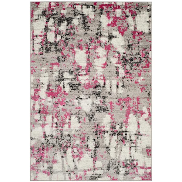 SAFAVIEH Skyler Gray/Pink 8 ft. x 10 ft. Abstract Area Rug