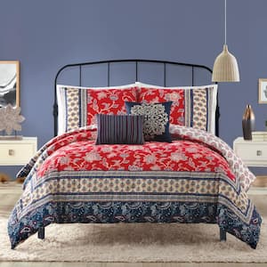 Marbella 5-Piece Red King Comforter Set