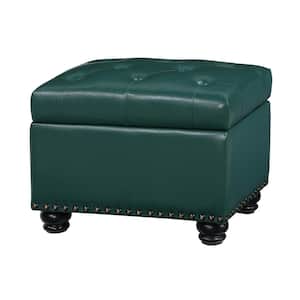 Designs4Comfort 5th Avenue Forest Green Faux Leather Storage Ottoman