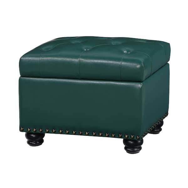 Convenience Concepts Designs4Comfort 5th Avenue Forest Green Faux Leather Storage Ottoman