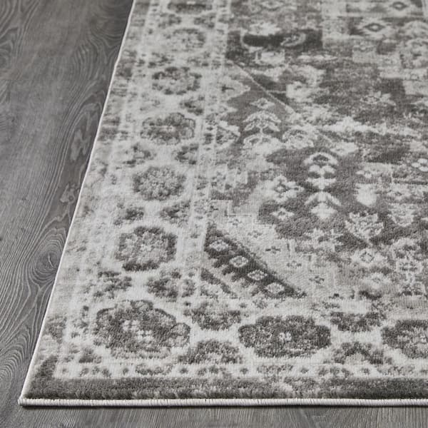 Rhane Adleigh Gray 9 ft. 10 in. x 12 ft. 10 in. Oriental Polypropylene Area Rug