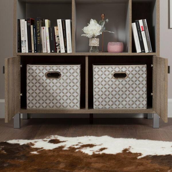 South Shore Expoz Weathered Oak and Soft Gray Storage Open Bookcase