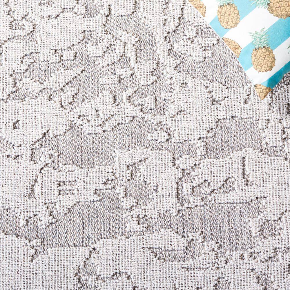 Elevate Boho-Chic 9' x 12' Gray/Light Gray Reversible Indoor/Outdoor Rug