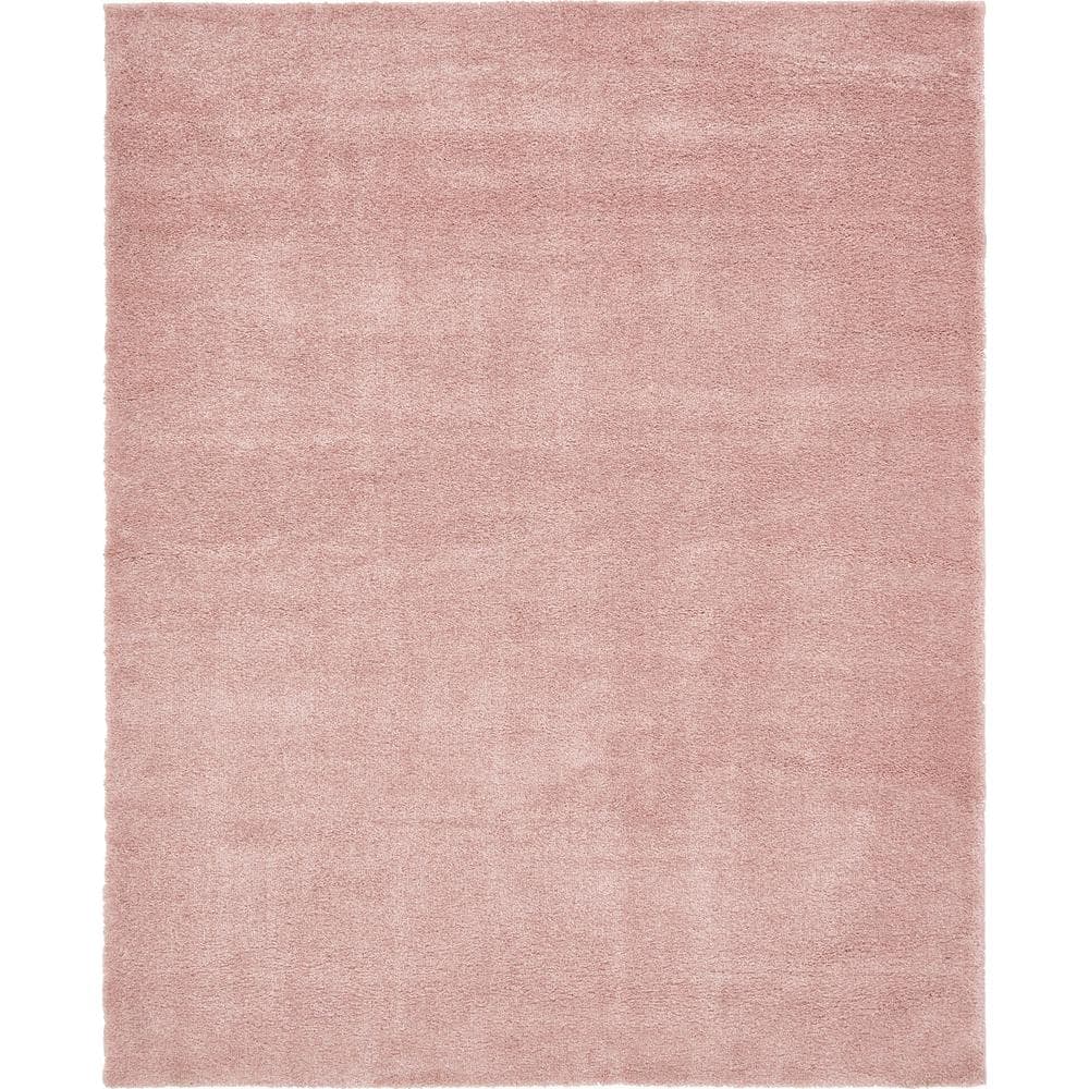 Plush Pink Shag 8' x 10' Synthetic Easy-Care Area Rug