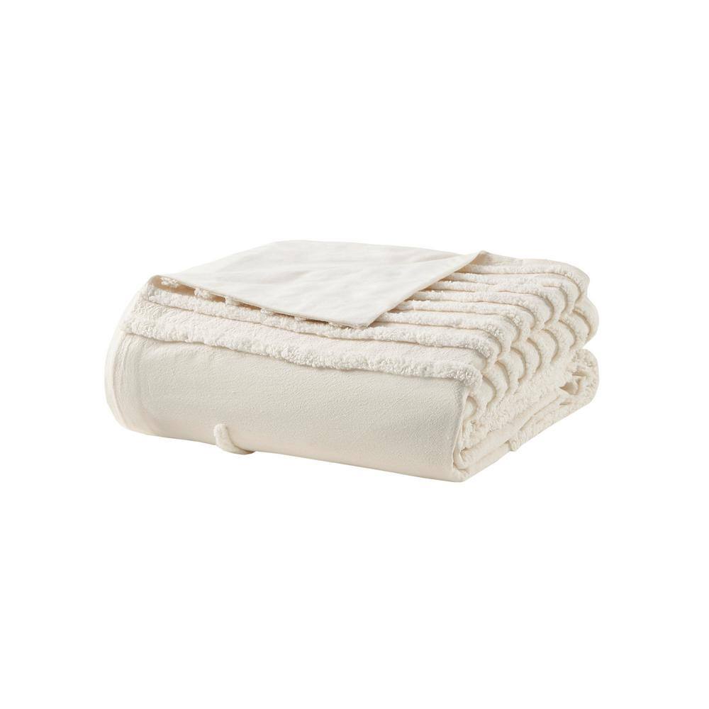 Ivory Cotton Chenille King/Cal King Duvet Cover Set