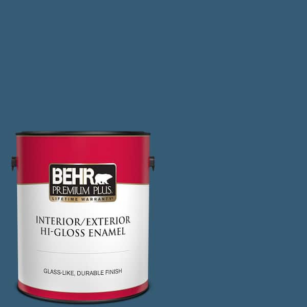 BEHR PREMIUM PLUS 1 gal. #M490-7 Shasta Lake Hi-Gloss Enamel Interior/Exterior Paint