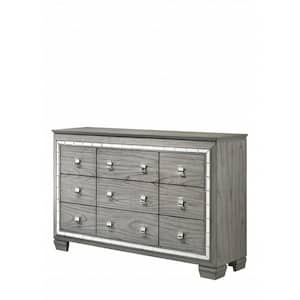 Amelia Light Gray Oak 9 Drawers 64 in. Dresser